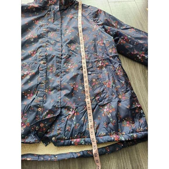 Cotton Trader Navy Floral Fleece lined Rain jacket US 22 UK 26 XXL - Picture 8 of 9